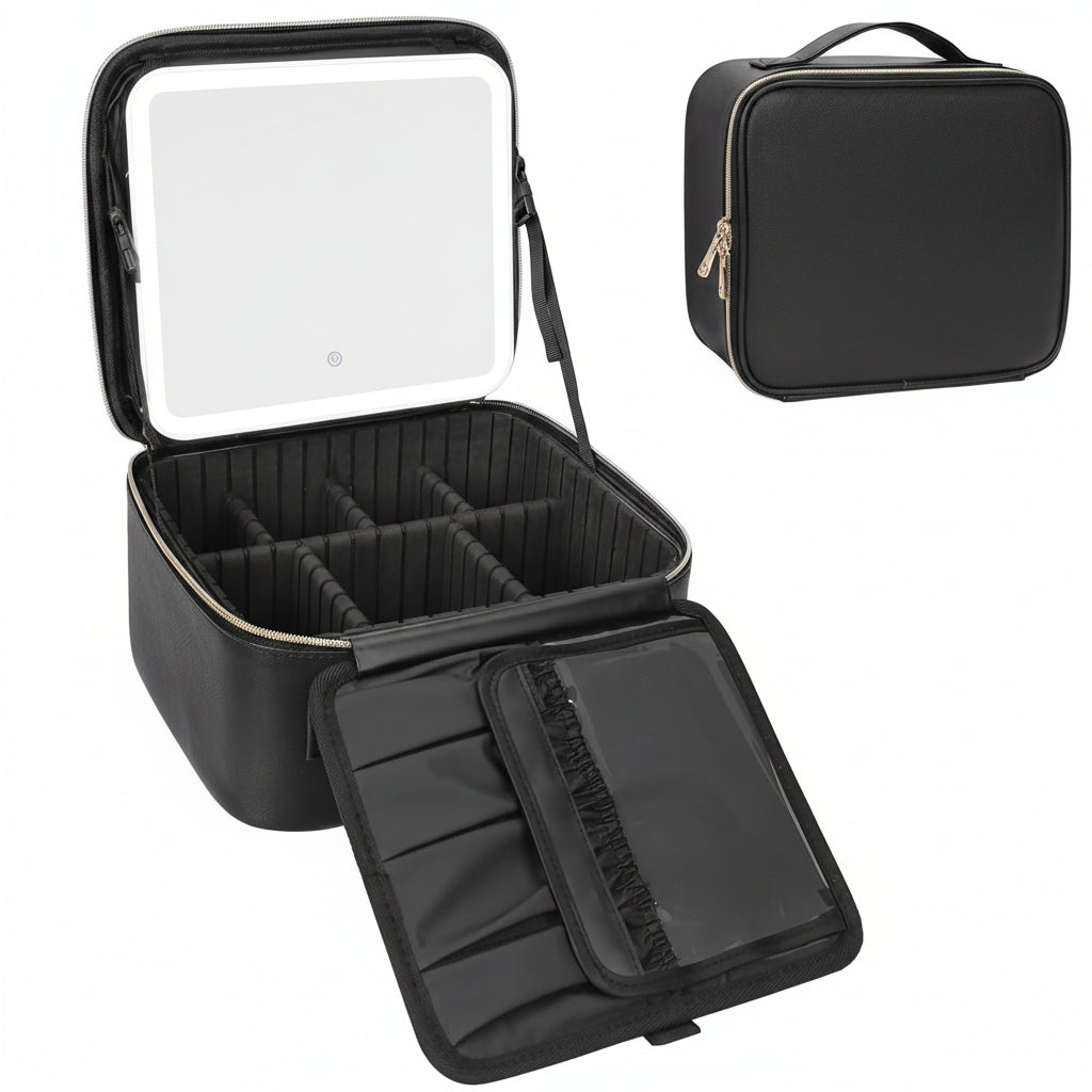 Valigetta da viaggio per il trucco per la Festa della Mamma con specchio LED Organizer cosmetico portatile