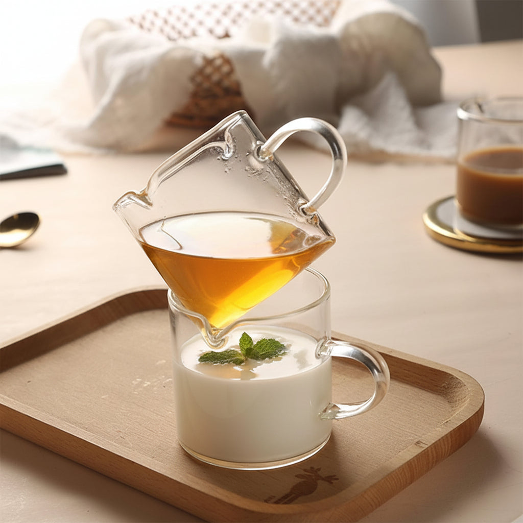 Skleněný odměrný džbánek na espresso s dvojitým výlevem, 4 oz konvička