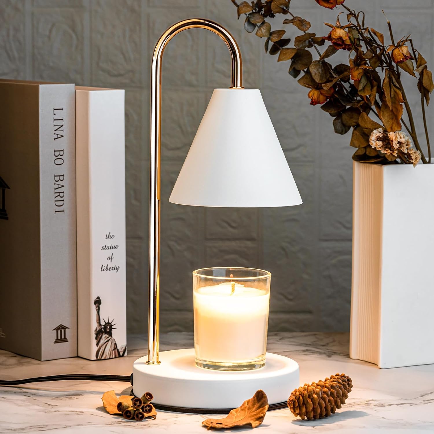 Lampada elettrica scaldacera per candele da tavolo