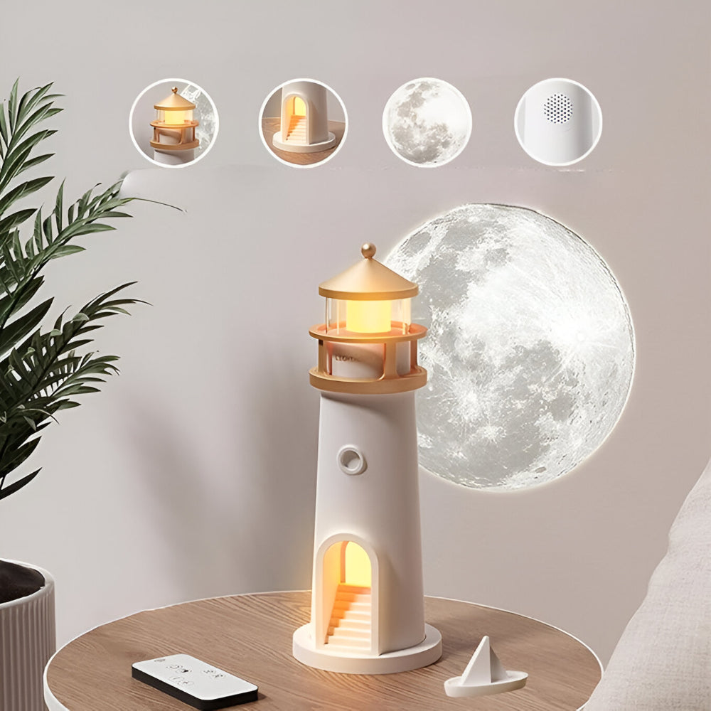 LED Lighthouse Night Light With Projection For Bedroom Decor