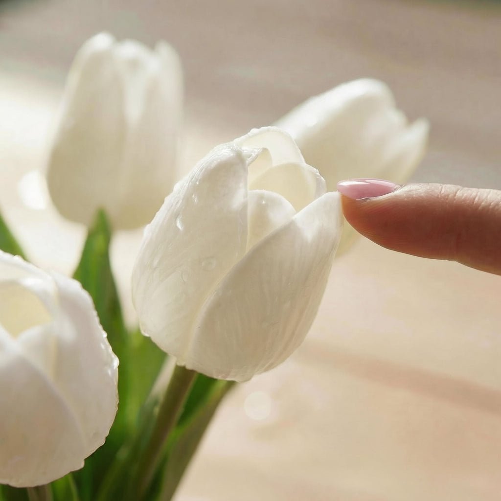 Bouquet di tulipani real-touch con steli in PU per la Festa della Mamma