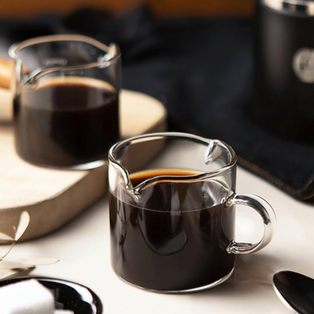 Skleněný odměrný džbánek na espresso s dvojitým výlevem, 4 oz konvička