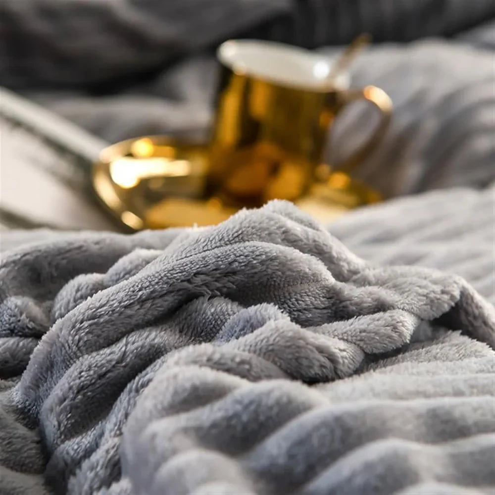 Winter Plush Duvet Cover Set With Bedspread Look Design