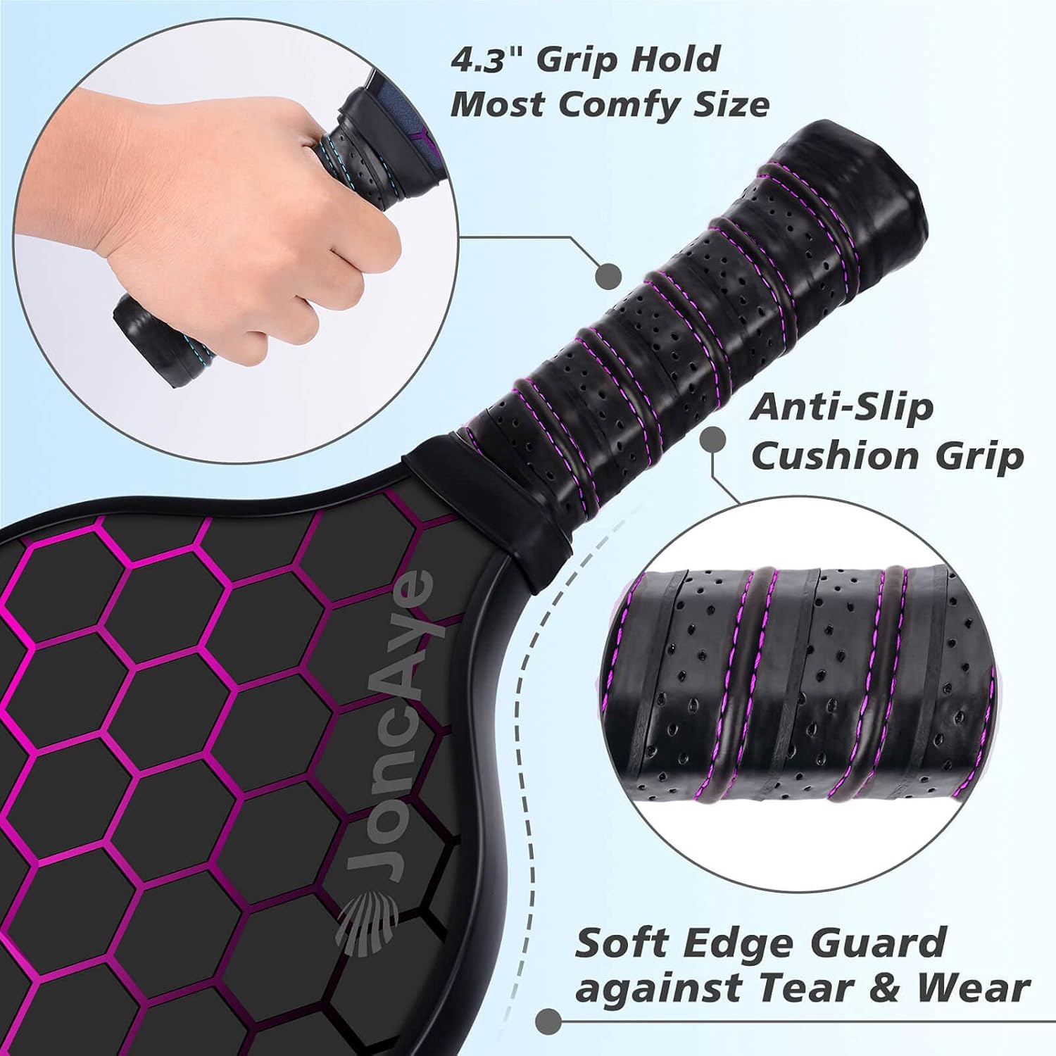 Glassfiber Pickleball-set med lette padler, baller og bæreveske