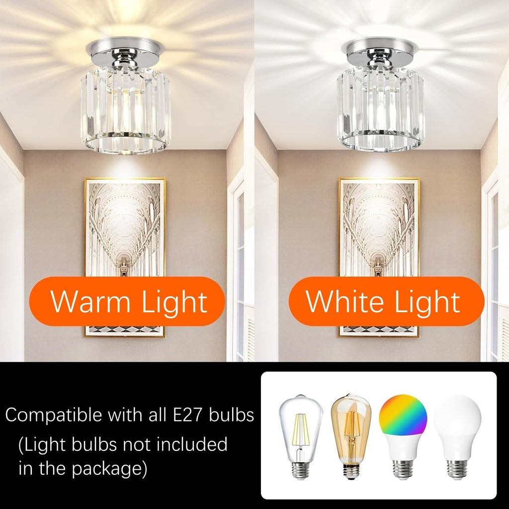Crystal Ceiling Light E27, Surface Mounted, Modern Hall and Living Room