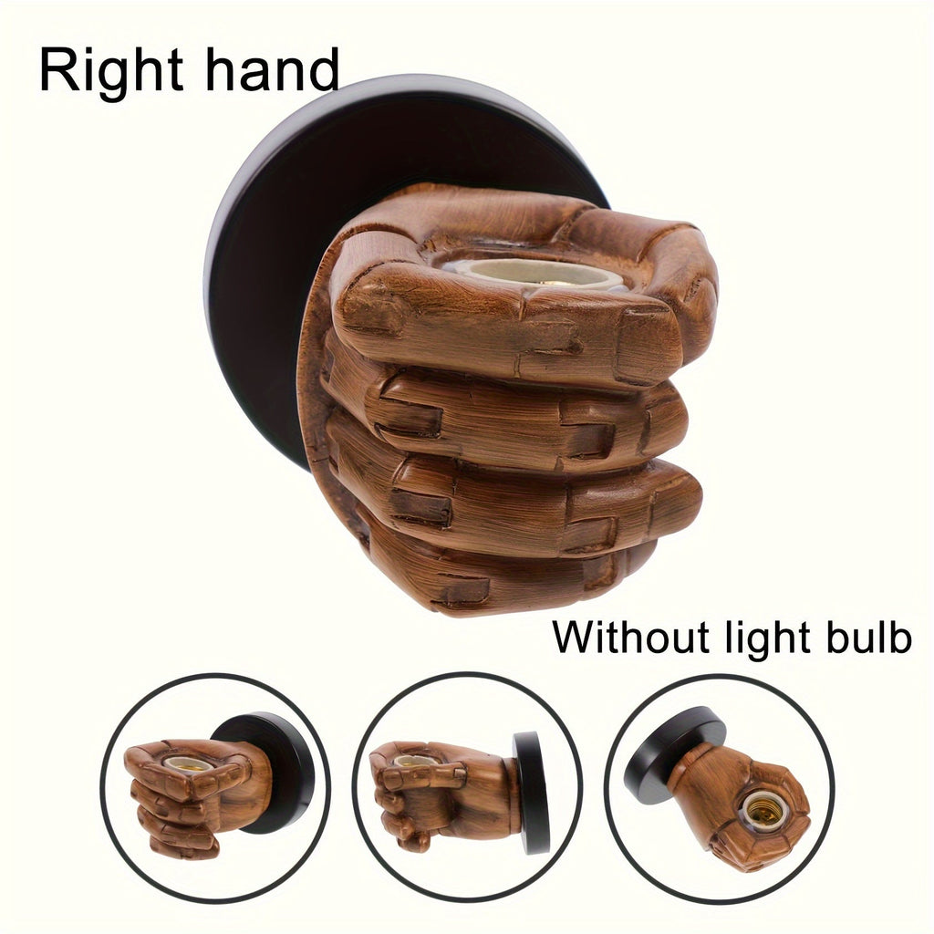 Lampada da parete a forma di mano in resina con base E26, stile industriale