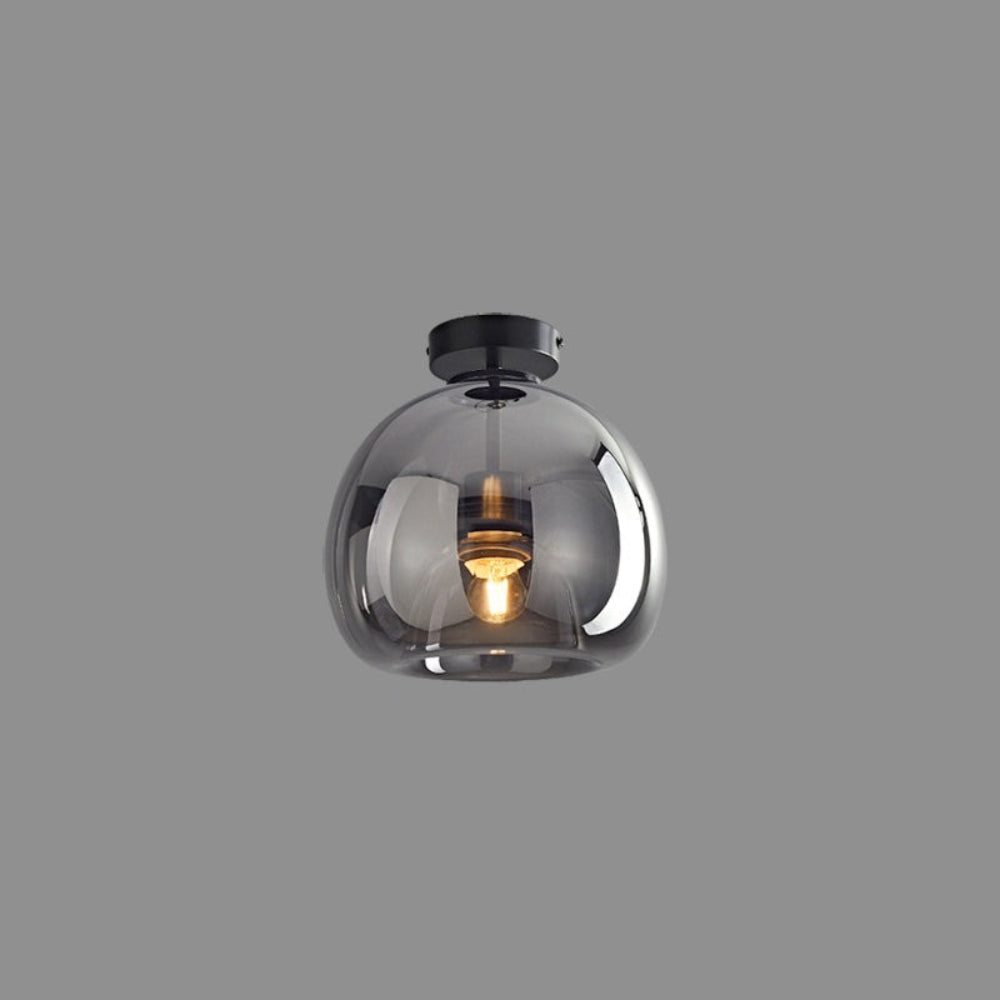 Retro ravfarvet glas loftslampe med skærm i bobleglas