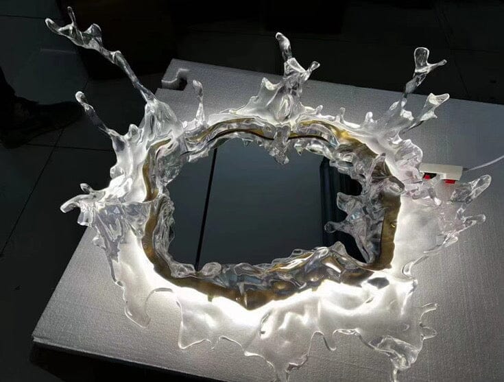Wasserspritzer-LED-Spiegel mit warmem Licht und wasserdichtem Harz