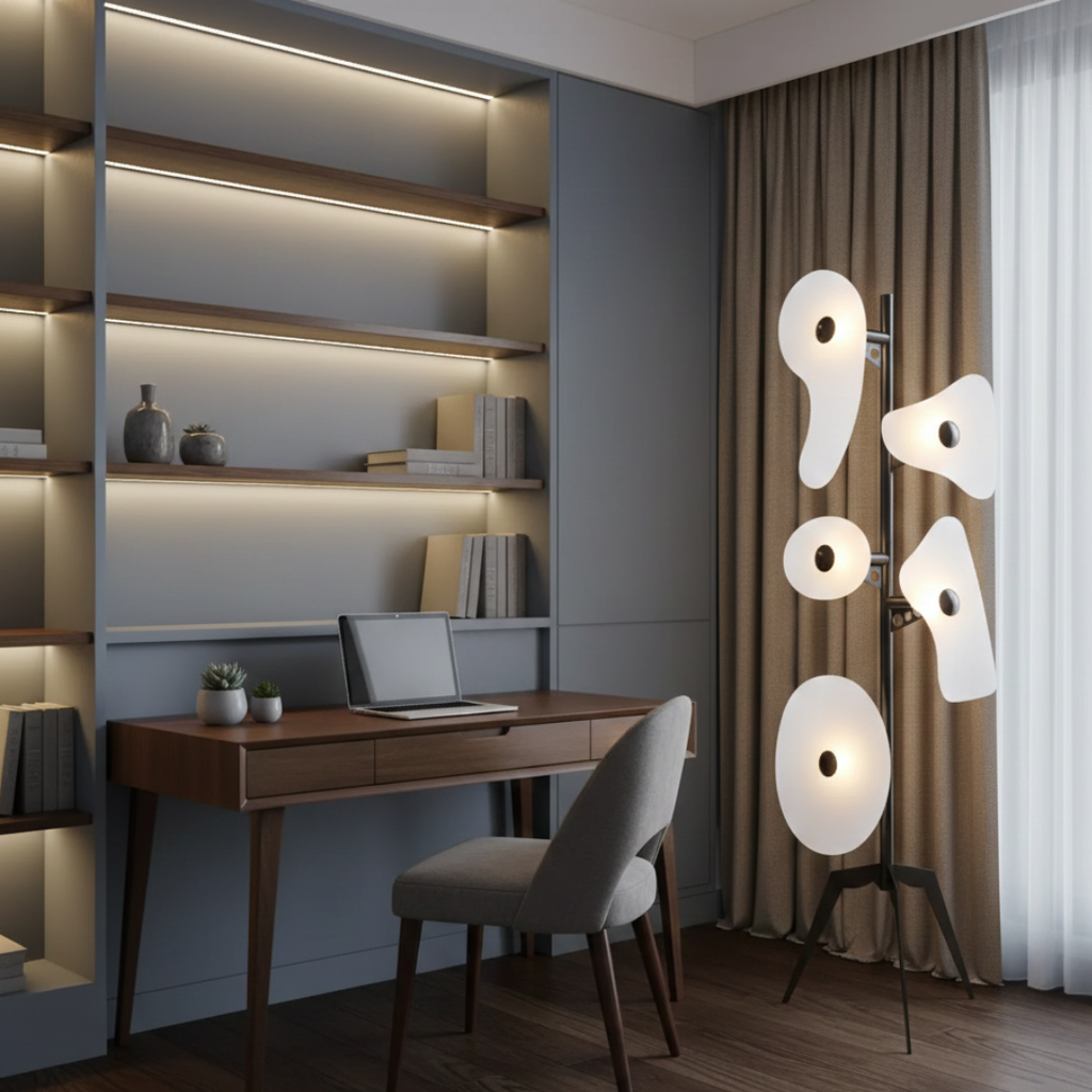Barevně měnící LED stojací lampa pro moderní obytné prostory | Rosalyssa