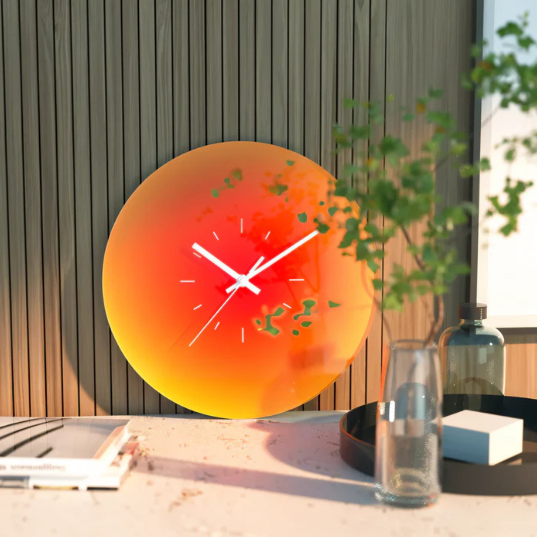 Orologio da parete in vetro Sunset con finitura sfumata