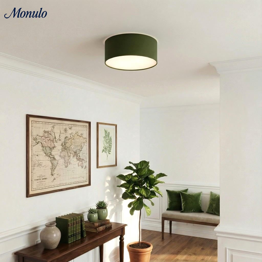 Linen Shade Drum Ceiling Light, Diameter 30/45 Cm, Scandinavian Modern Living Room Lamp
