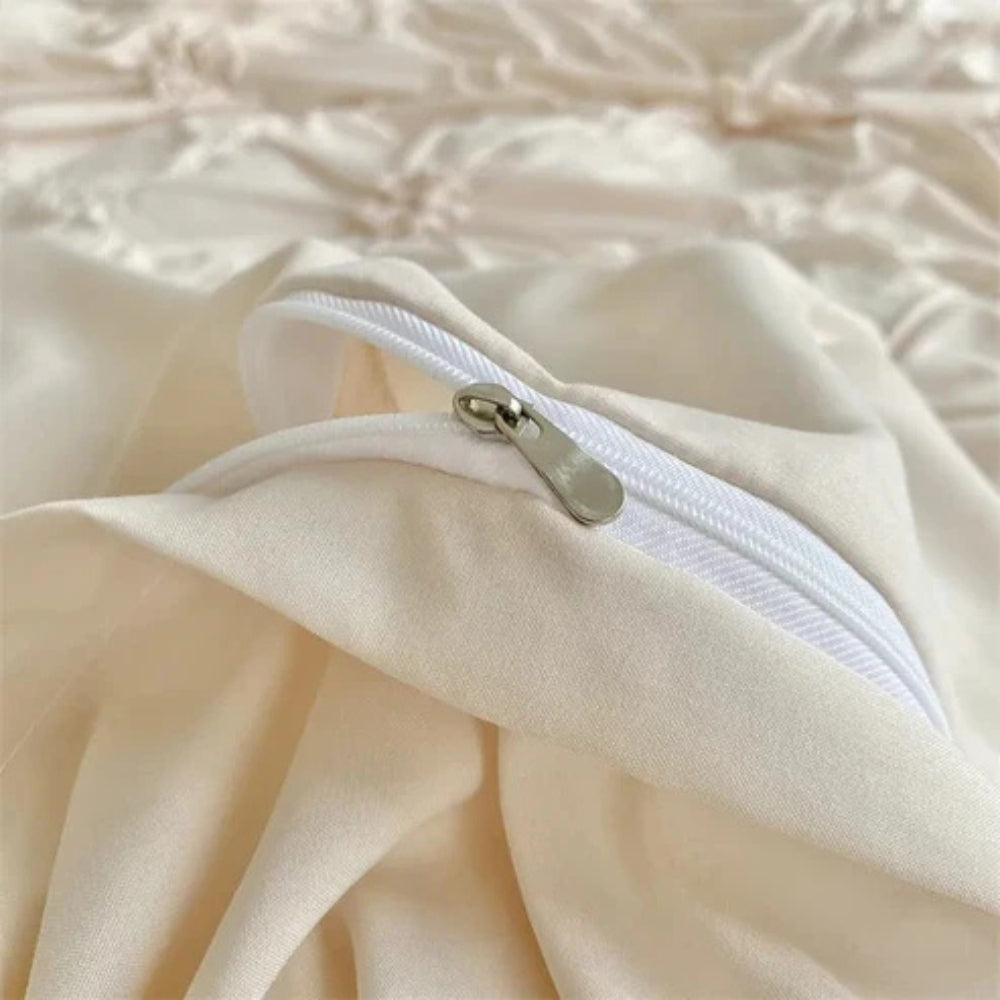 Floral Pleated Quilt Cover Set for Bedroom Bedding