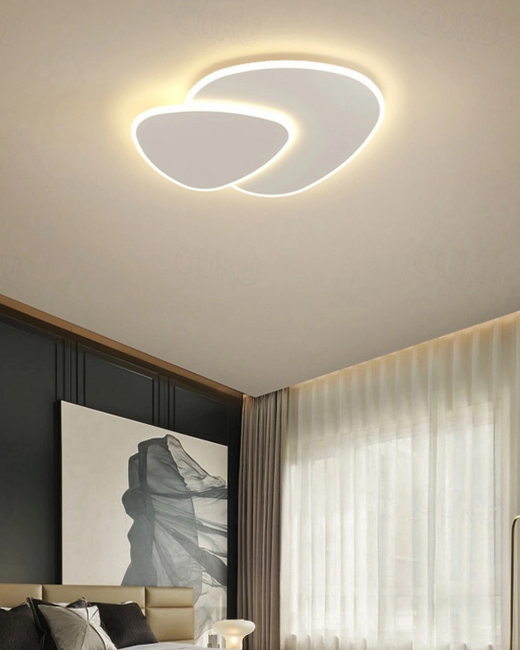 Asymmetrical Ceiling Light With LED Warm Glow For Modern Living Spaces