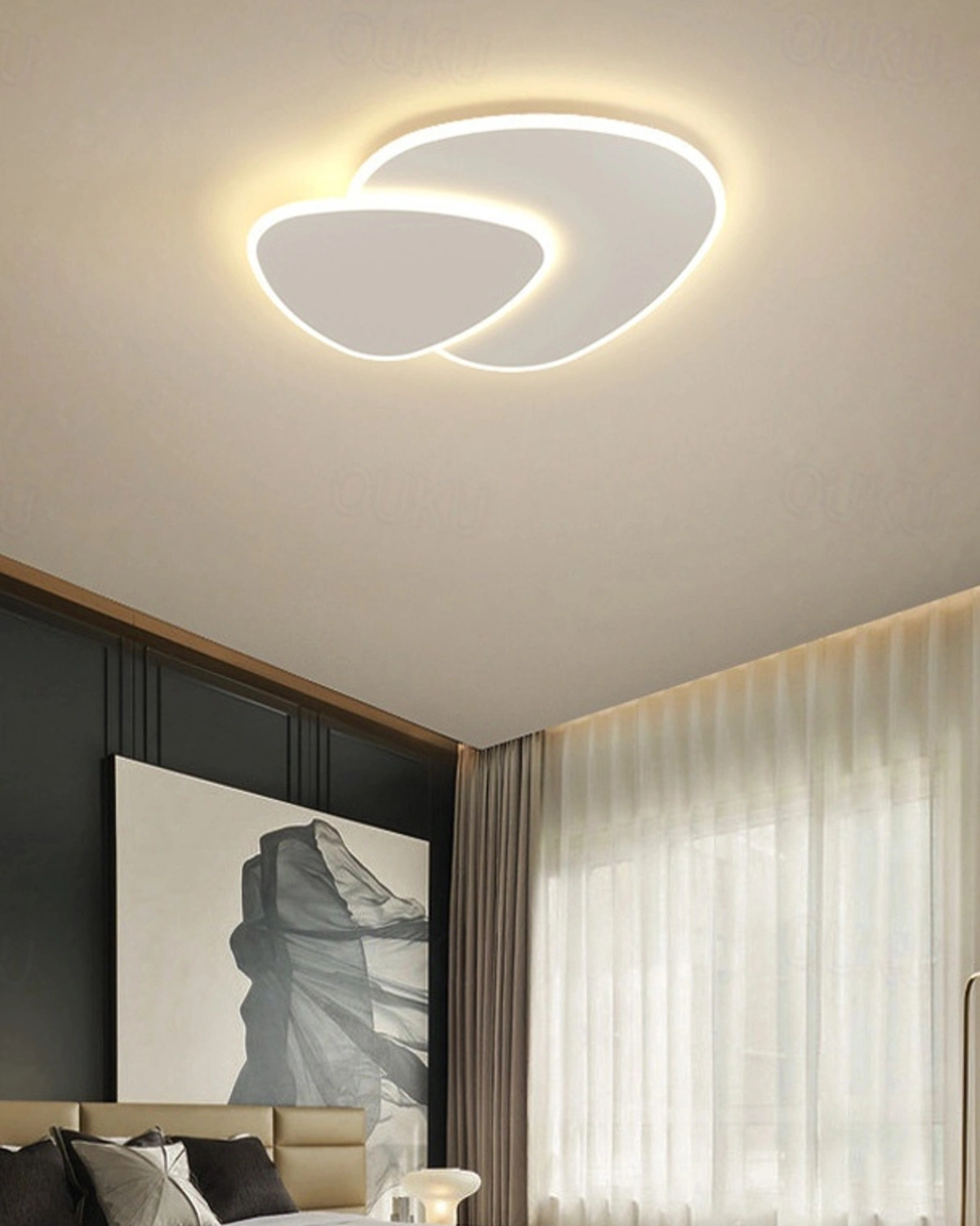 Asymmetrical Ceiling Light With LED Warm Glow For Modern Living Spaces