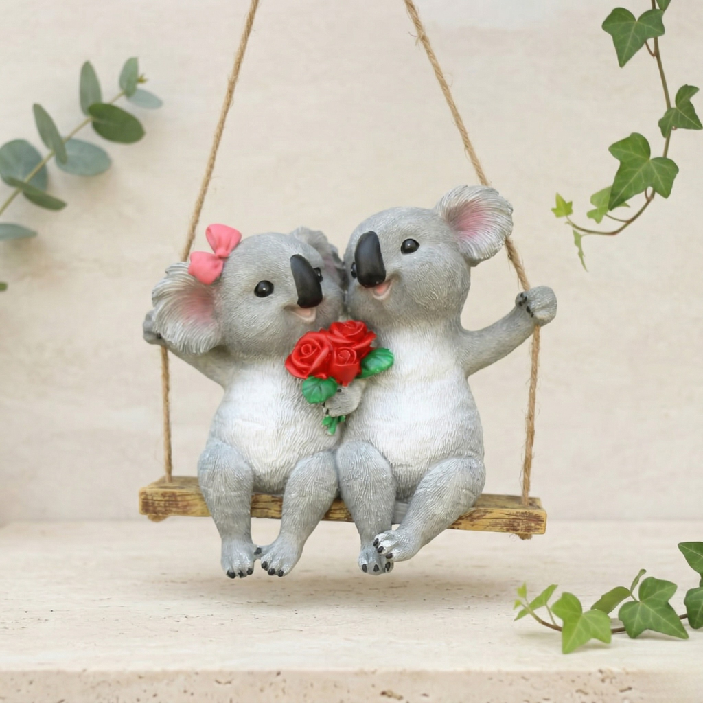 Koala Garden Swing Figurine for Enchanted Outdoor Decor | Rosalyssa