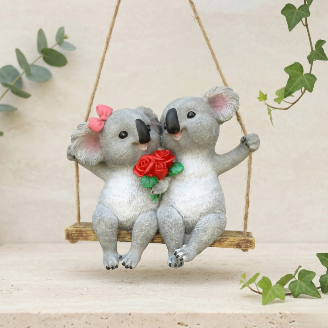 Koala Garden Swing Figurine for Enchanted Outdoor Decor | Rosalyssa