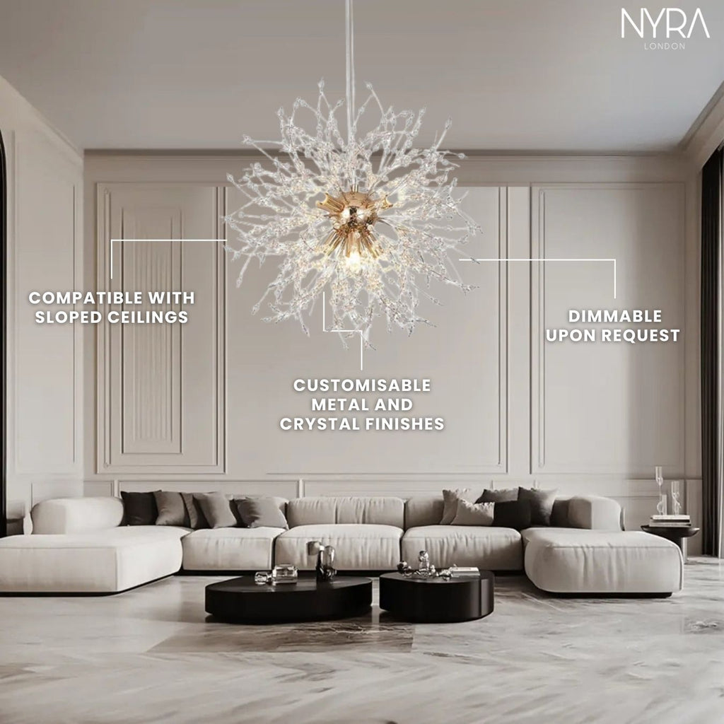 Dandelion Inspired Modern Pendant Light In Iron And Acrylic