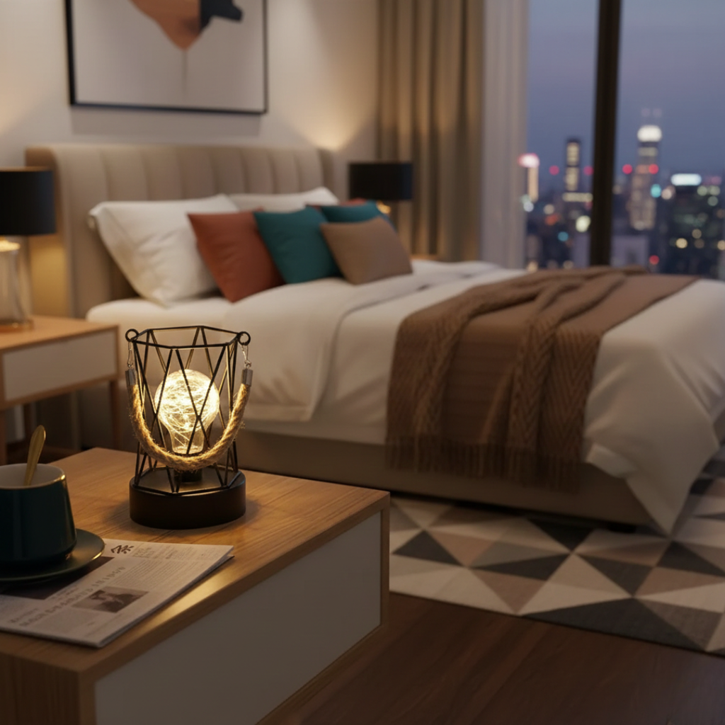 Industrial Cage Table Lamp For Indoor Living Rooms | Rosalyssa