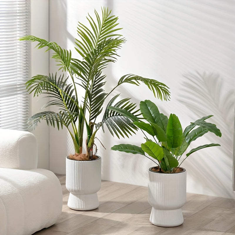White Self-Watering Planter With Wine Glass Design and Water Level Indicator