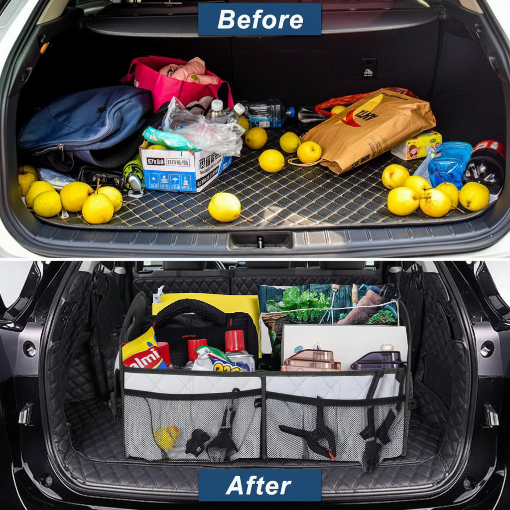 Foldable Car Trunk Storage Organizer With Waterproof Fabric And 50L Capacity