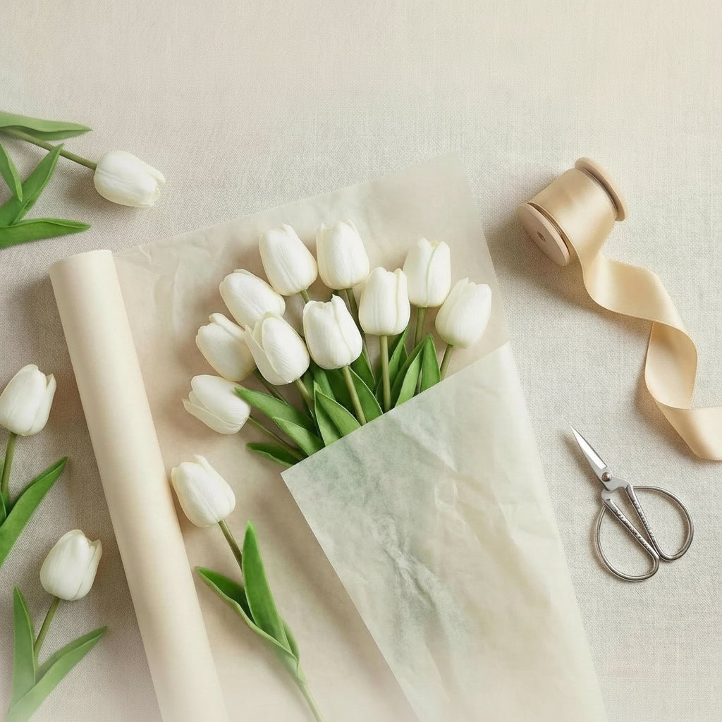 Bouquet di tulipani real-touch con steli in PU per la Festa della Mamma