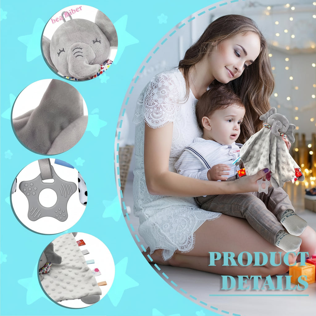 Security Blanket Plush Lovey Elephant For Baby Sleep