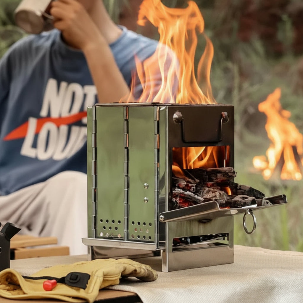 TrailNova Portable Stainless Steel Camping Stove for Outdoor Kitchen