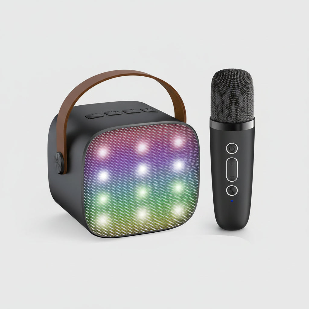 Karaoke-System mit Bluetooth, tragbarem Lautsprecher und kabellosen Mikrofonen