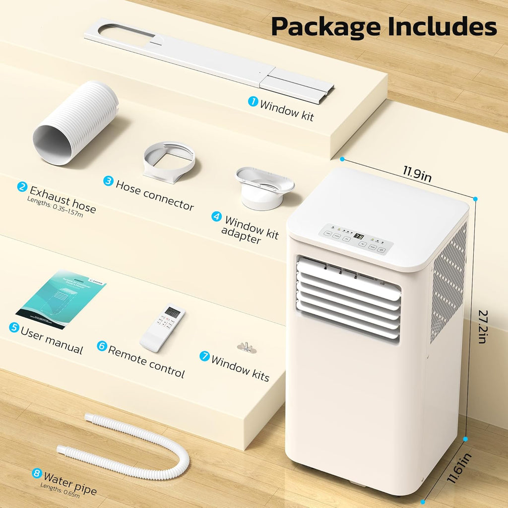 Condizionatore d'aria portatile 8000 BTU con raffreddamento, deumidificazione e ventilatore