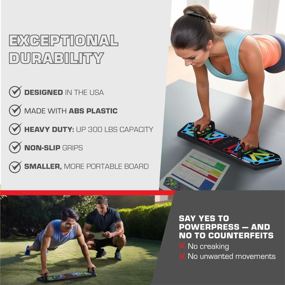 PulseFlex klappbares Liegestützbrett mit 30 Positionen für gezieltes Muskeltraining