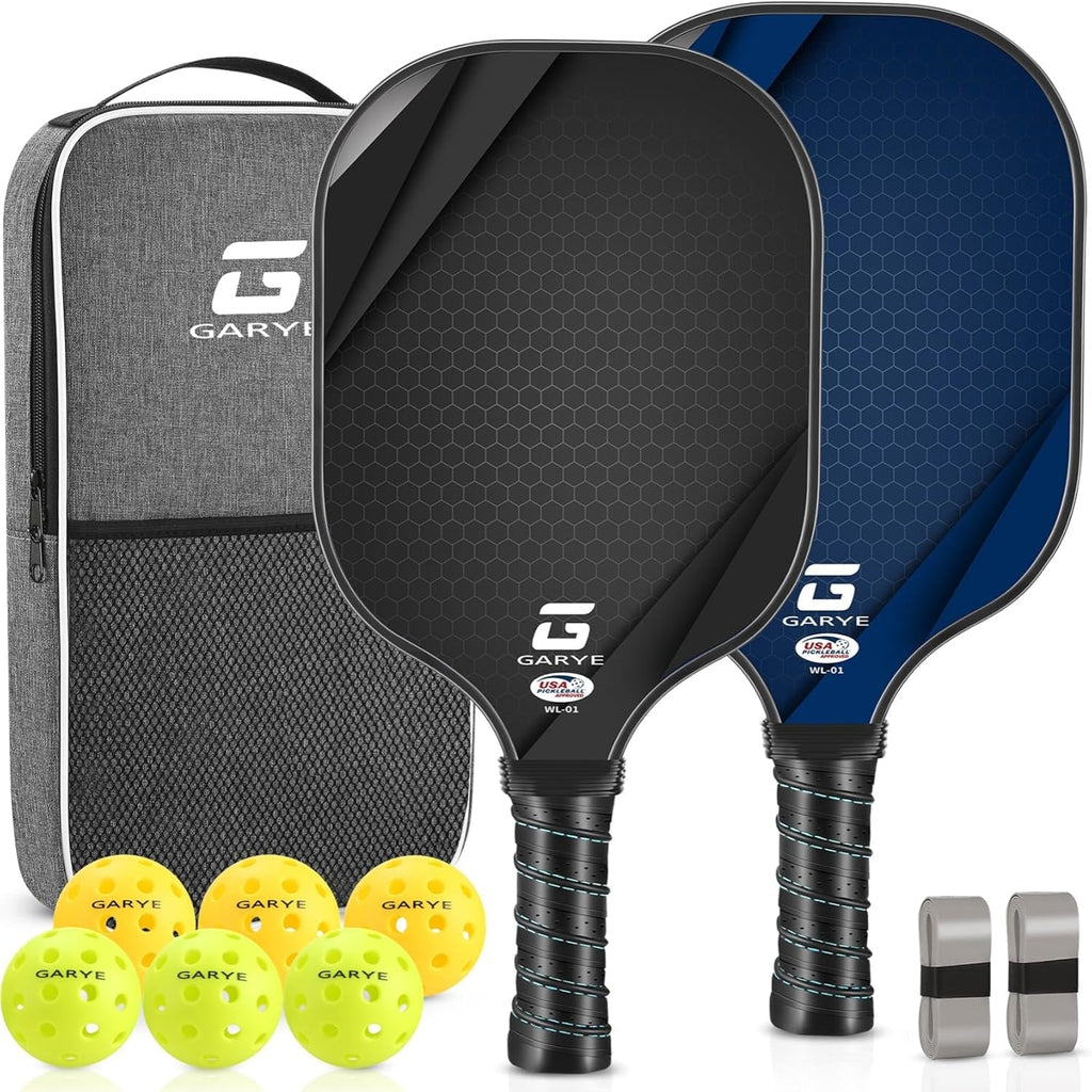 Lett Pickleball-rakettsett med grafittoverflate og polstret grep baller