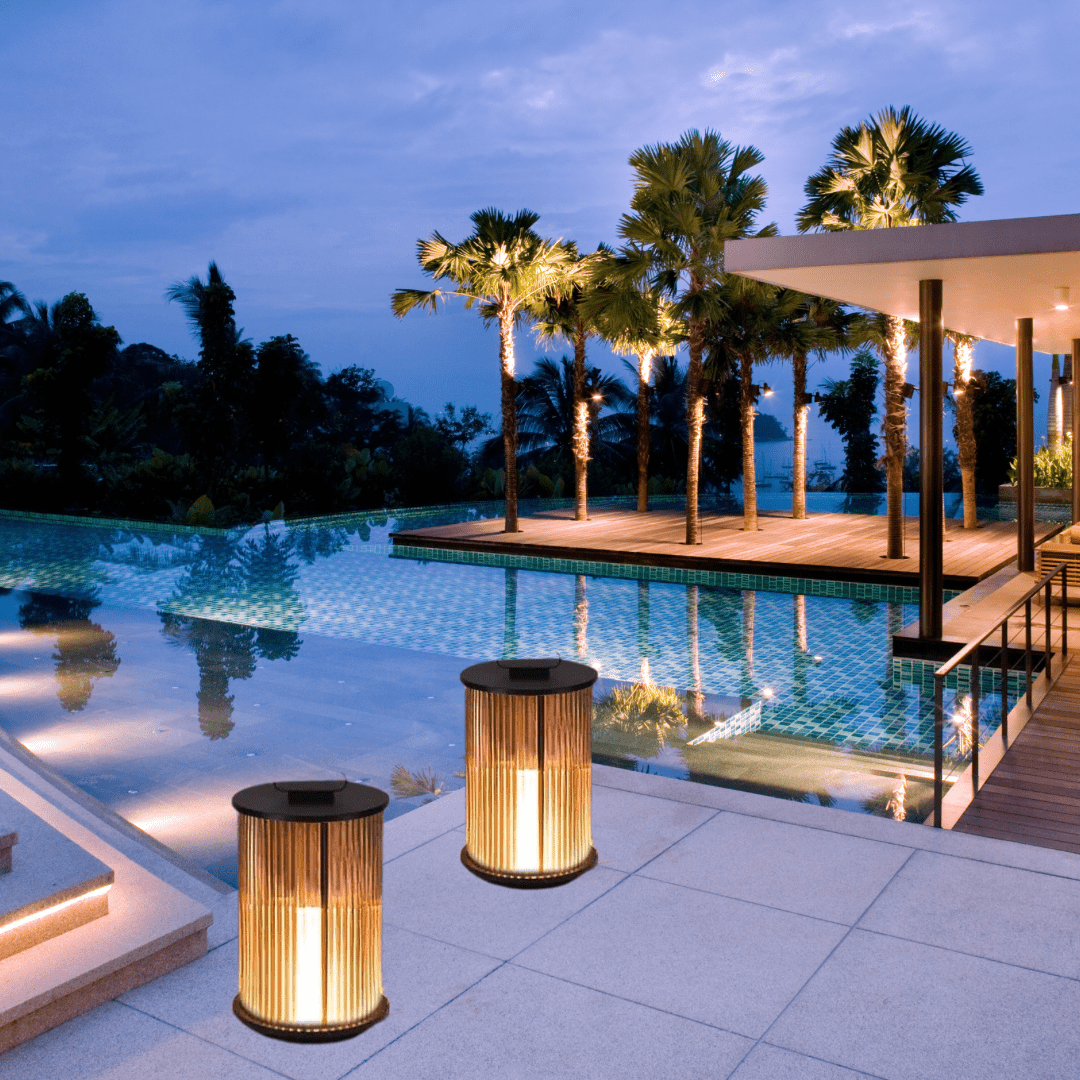Solmere Ribbede Glas Udendørs Lanterne Lampe Vandtæt Havebelysning
