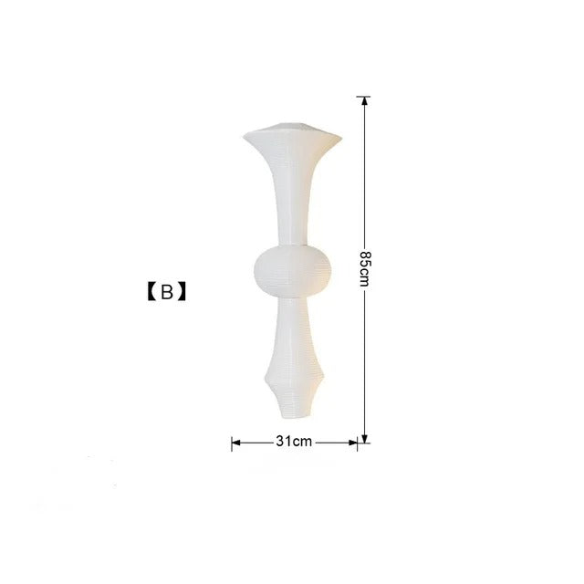 Luma-valaisimet, joissa on veistoksellinen muoto ja japanilainen geometrinen minimalismi