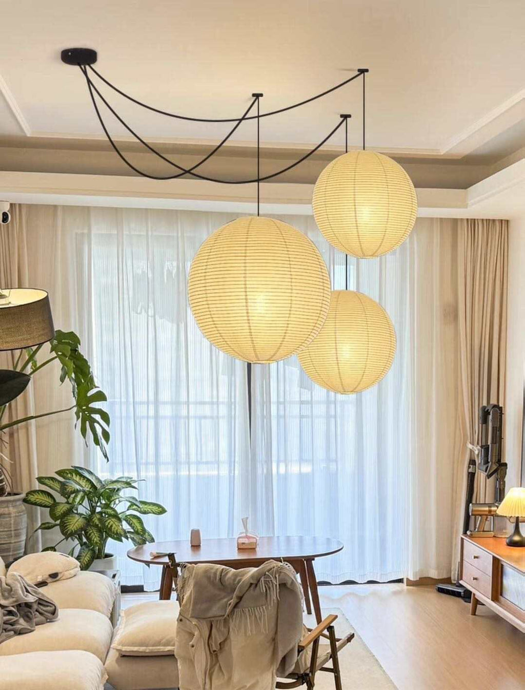 Nova Luminária Pendente com Design de Balão de Papel para Interiores Modernos