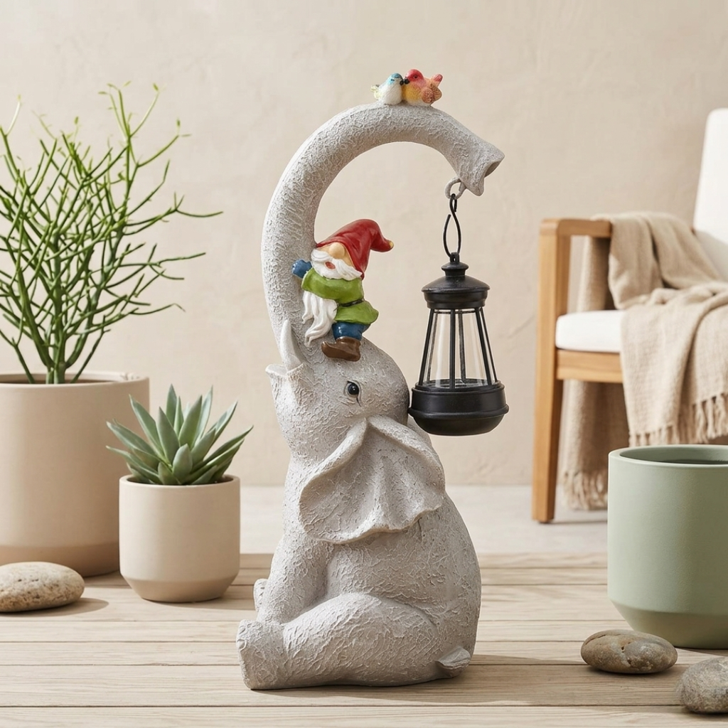 Lanterna da Giardino a Energia Solare a Forma di Elefante per Spazi Esterni | Rosalyssa