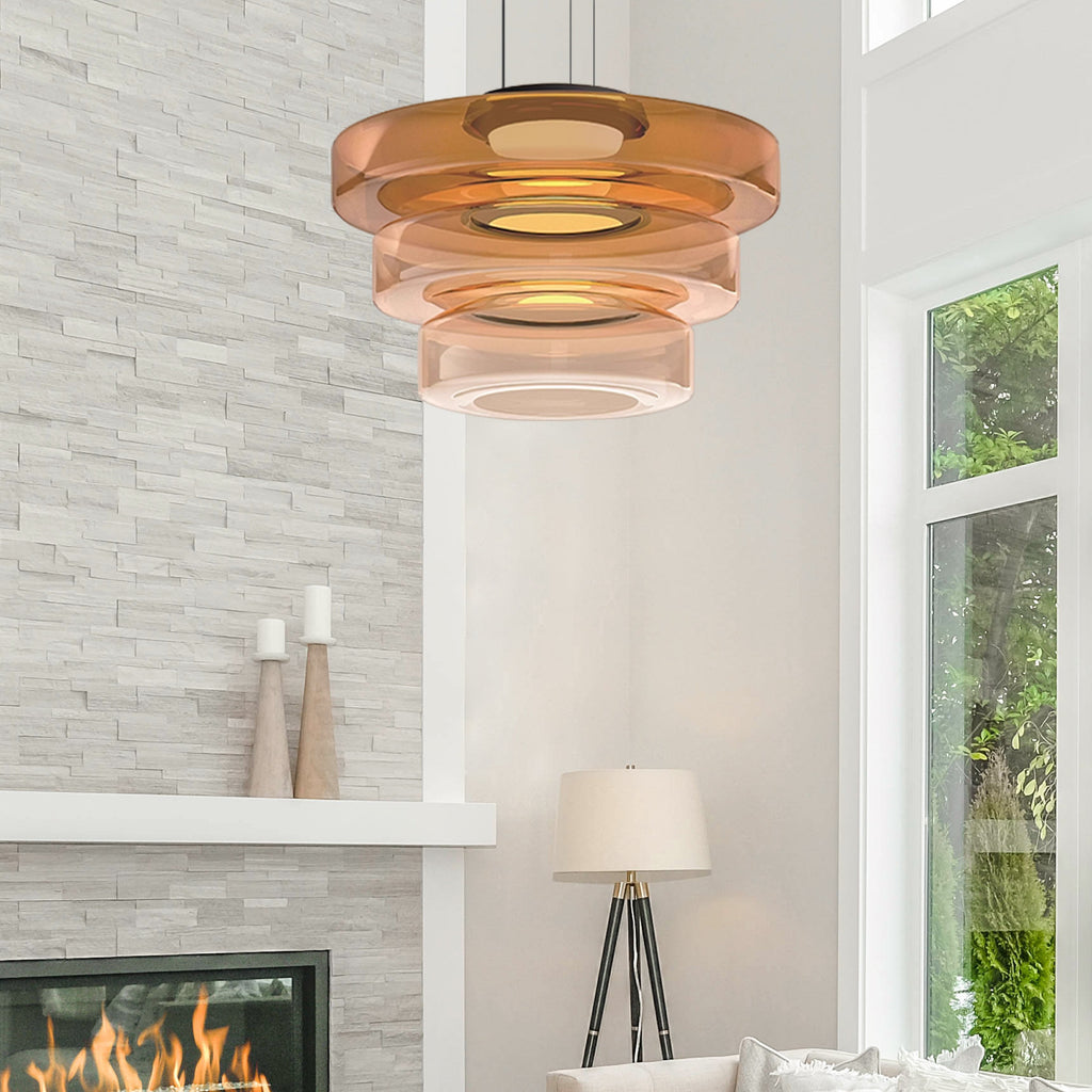 Bauhaus Style Moon Motif Glass Pendant Ceiling Light