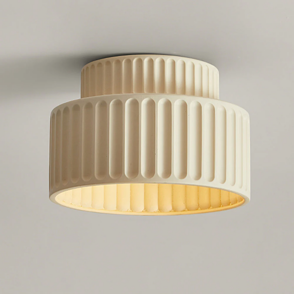 Vesper Ribbed Vintage Semi Flush Ceiling Light For Low Ceilings