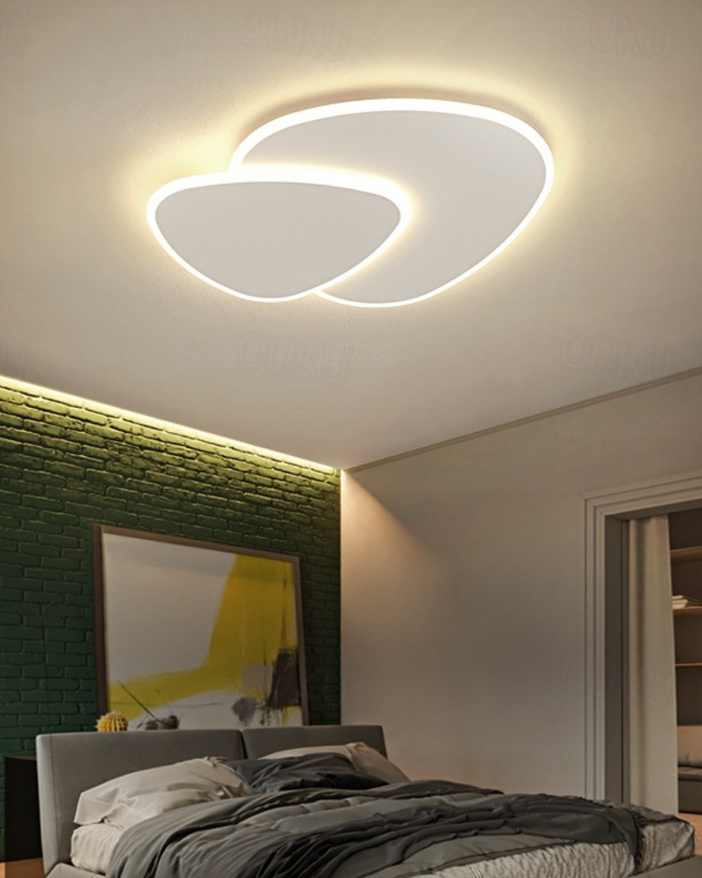 Asymmetrical Ceiling Light With LED Warm Glow For Modern Living Spaces