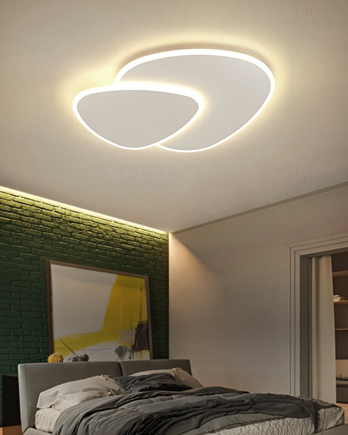 Asymmetrical Ceiling Light With LED Warm Glow For Modern Living Spaces