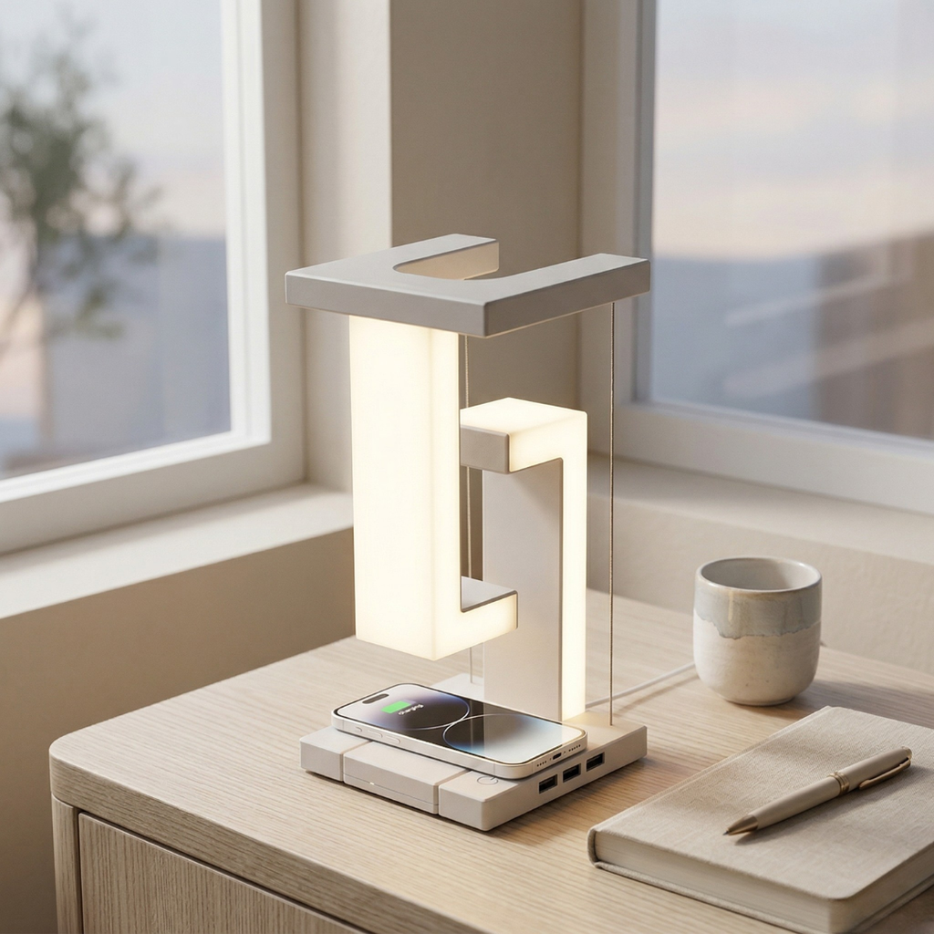 Flytbar skrivebordslampe med indbygget trådløs opladning | Rosalyssa
