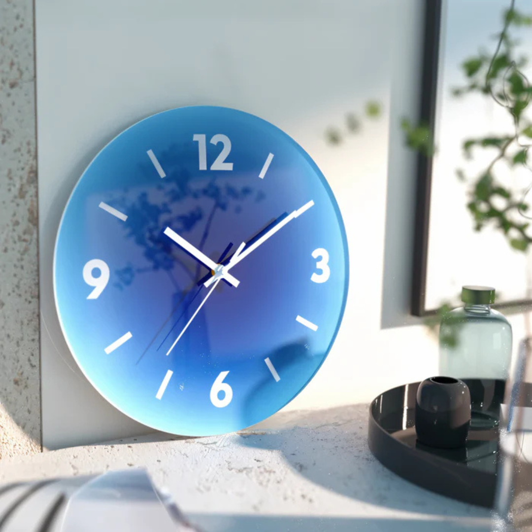 Orologio da parete in vetro Sunset con finitura sfumata