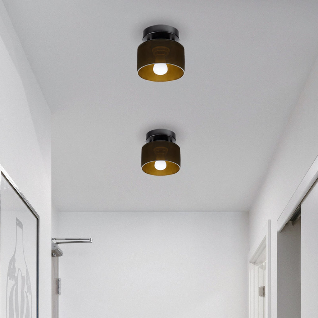 Lámpara de techo retro de vidrio ámbar E27/E26 para cocina, pasillo y sala de estar