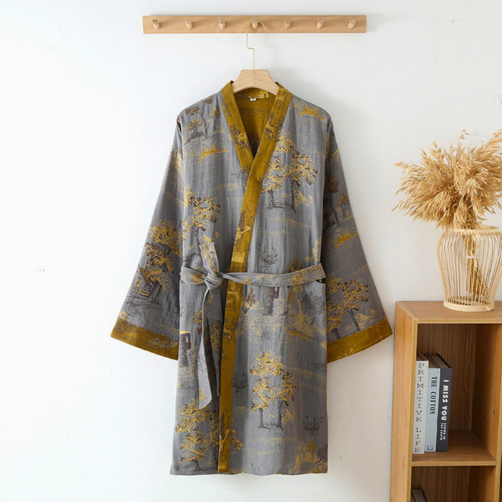 Lumenvale rustikální kimono župan z čisté bavlněné látky