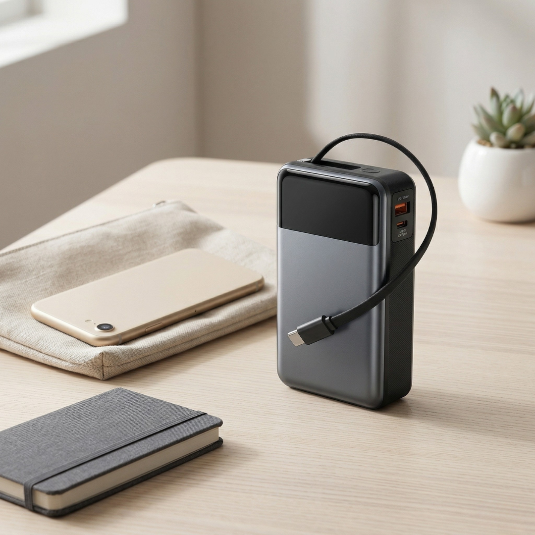 内蔵ケーブル付きポータブルパワーバンクで簡単に外出先で充電 | ロザリッサ