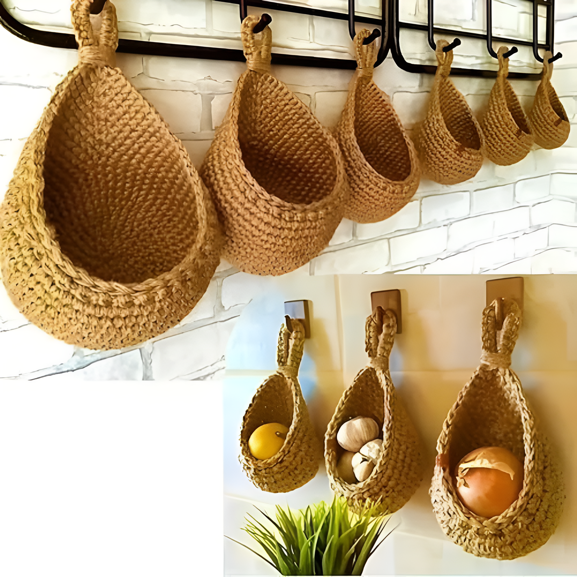 Boho Handcrafted Hanging Basket For Rustic Home Decor Accent