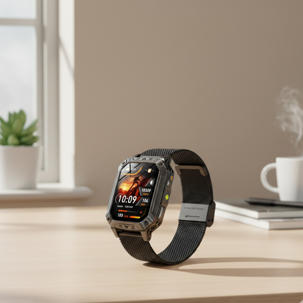 Outdoor fitness smartwatch met AMOLED-display, waterdichte activiteitsmeter | Rosalyssa