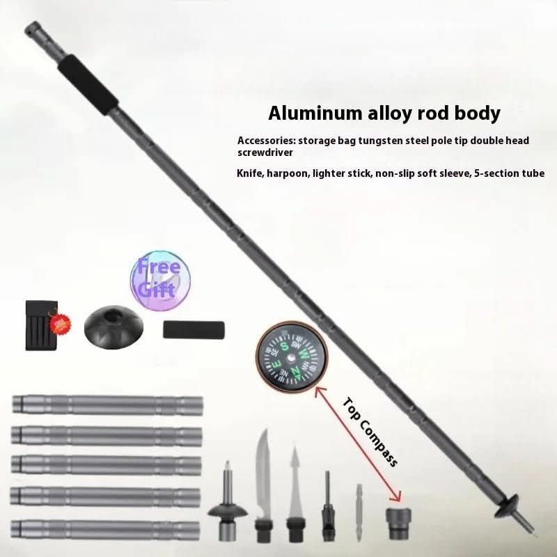 PathGuard TrekMate Tactical Hiking Pole With Multi Tool For Outdoor And Emergencies