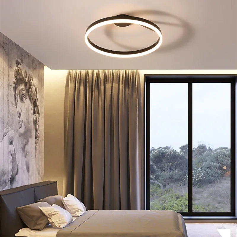 Plafonnier LED dimmable en anneau Métal et acrylique 50 cm Noir Blanc