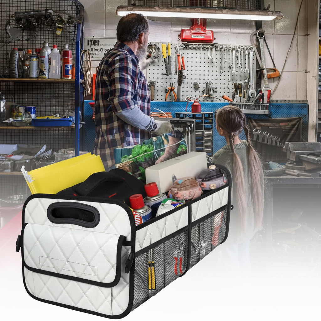 Foldable Car Trunk Storage Organizer With Waterproof Fabric And 50L Capacity