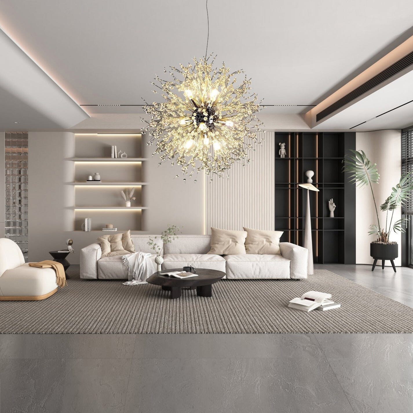 Dandelion Inspired Modern Pendant Light In Iron And Acrylic
